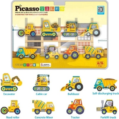 PicassoTiles - Vozidla- magnetické figurky (8 ks)