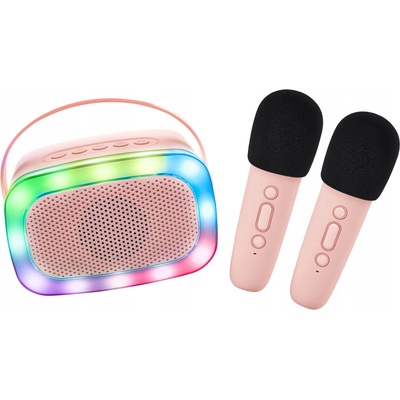 Súprava na karaoke pre deti 2 mikrofóny Bluetooth reproduktor LED Lalarma Ružová