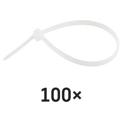 Emos A2844 Sťahovacie pásky biele 150×3.5mm 100ks A2844 - Pásky sťahovacie - O35mm, 18kg, nylon PA66