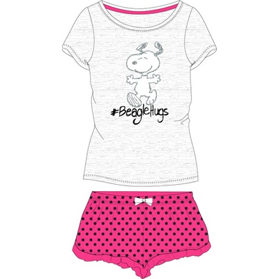 Dievčenské pyžamo Snoopy 5204492 sivý melír ružové