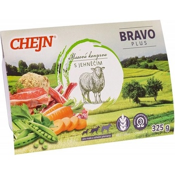 Chejn Bravo Plus Adult Dog jehněčí a zelenina 12 x 325 g
