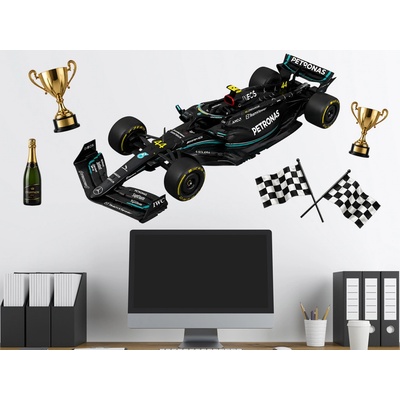 Nalepte.cz Čierna zmes Mercedes textilní prelepiteľná nálepka na stenu list 188 × 120 cm
