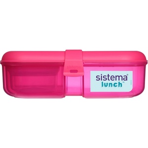 Sistema Кутия за закуски Sistema Lunch Ribbon Divided с контейнер за кисело мляко 1.1 л, розова