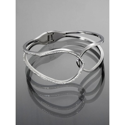 Prosperk Pevný náramek z chirurgické oceli pletenec s krystalky stříbrná S4628