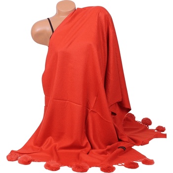 Кашмирен шал в керемиден цвят с пухчета