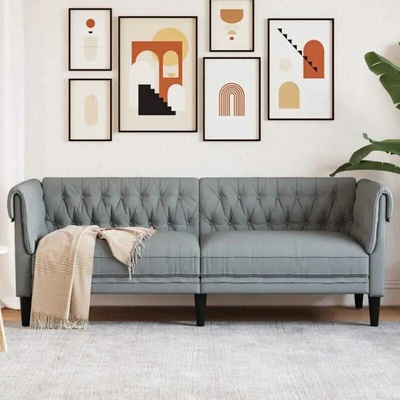 vidaXL Chesterfield pohovka 3místná světle šedá textil 11461.372556