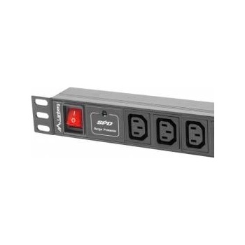 Lanberg Алуминиев PDU за монтаж в сървърен шкаф, Lanberg, 1U 10A 10 IEC C13 2m гнезда, черен