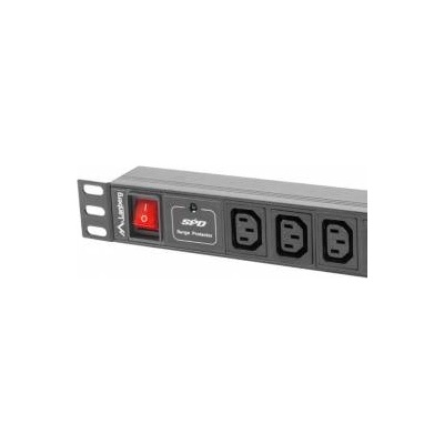 Lanberg Алуминиев PDU за монтаж в сървърен шкаф, Lanberg, 1U 10A 10 IEC C13 2m гнезда, черен