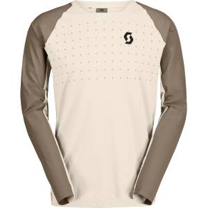 Scott Мъжка фланелка с дълъг ръкав за колоездене Scott Tee Trail Vertic Pro L/S Cycling jersey - Cotton White / Toast Beige - размер XL (056-3348-0415)