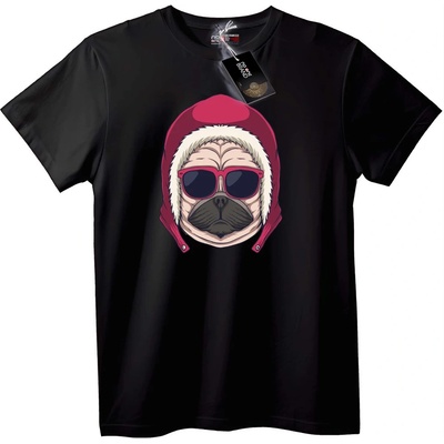 NOONEBRAND Тениска Готино Куче с Червена Каска - 7XL, Black