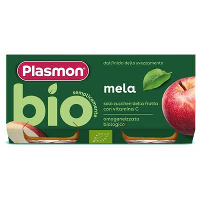 Plasmon БИО Плодово пюре Ябълка 6м+ 2х80г