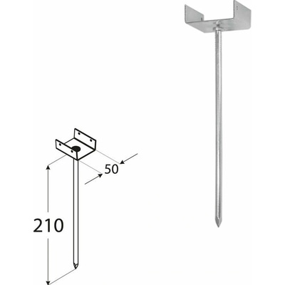 Domax PD podpěra na střešní latě 210/50 - 50 x 210 x 1.5 mm 10 ks