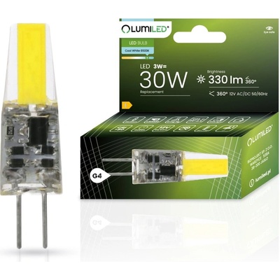 Lumiled LED žiarovka G4 kapsula 3W = 30W 330lm 6500K Cold 360°
