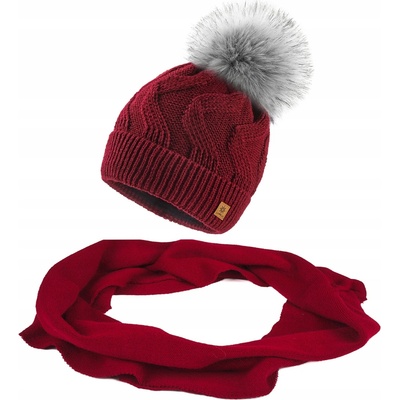 Fashionweek Dámská souprava čepice a šály WOOL-SET Vínově