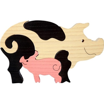 Fauna vkládací puzzle z masivu Prasátko se selátkem