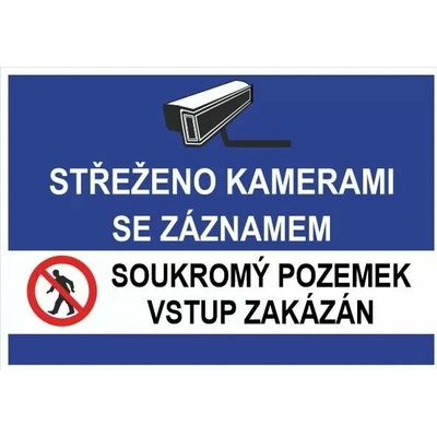 TABULE bezpečnostní Střeženo kamerami se záznamem soukromý pozemek 08874 A5