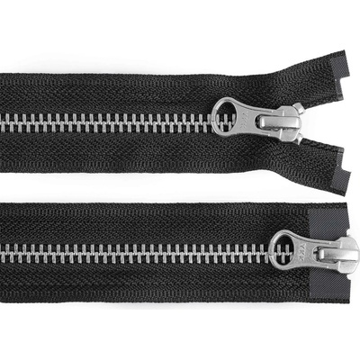 Zip kovový YKK No 5 dělitelný 2 jezdce / dvoucestný 60 cm na kožené bundy Varianta: černá barva nikl, Balení: 1 ks