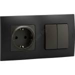 Legrand - Битова розетка SCHUKO 250V/16A и двоен ключ № 5 NILOE в черно (LR0114D)