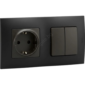 Legrand - Домашна розетка SCHUKO и двоен ключ № 5 с рамка NILOE 250V черна (LR0114D)