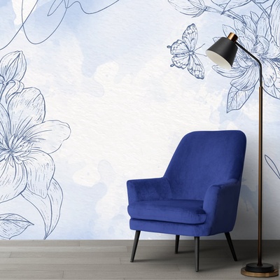 Decono Фототапет Светлосини Цветя