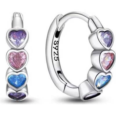 GRACE Silver Jewellery Stříbrné náušnice s barevnými srdíčky E-C2E131/370