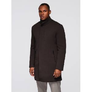 Ombre Clothing Мъжко структурирано палто с висок вратовръзник - тъмно кафяво V5 OM-COWC-0136 Ombre Clothing Ombre Clothing | Kafyav | МЪЖЕ | S