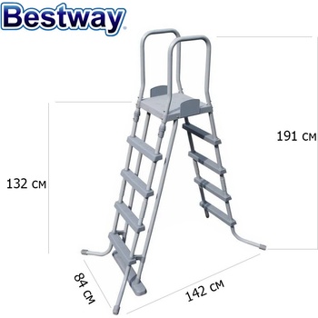 Bestway Стълба за басейни с височина до 132 см, 191x84x142см, Bestway 58332 Flowclear (58332)