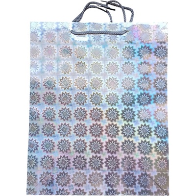Darčeková taška stredná hologram 9 x 26 x 32cm -Šedá