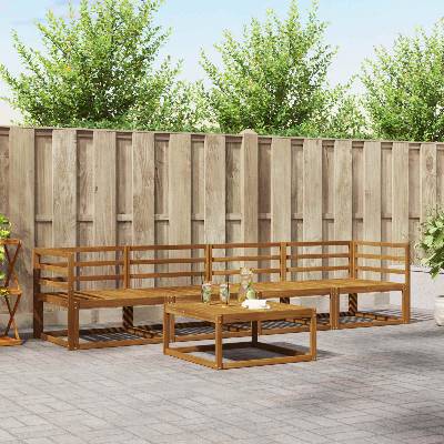 vidaXL Комплект дивани за открито 5 pcs Естествен (3367142)