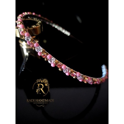 Radi handmade Дизайнерска диадема с розови камъни и пастелни кристали (863)