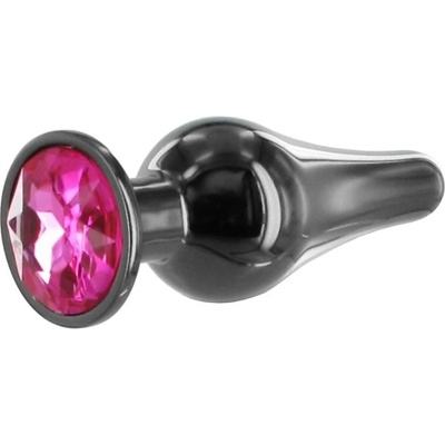 Basic X Dante kovový anální kolík s kamínkem růžový S