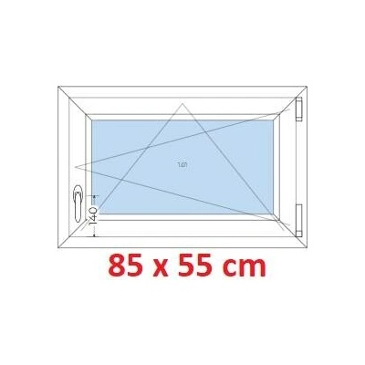 Soft Plastové okno 850 x 550 mm, otevíravé a sklopné, Antracit struktura/Antracit struktura, levé
