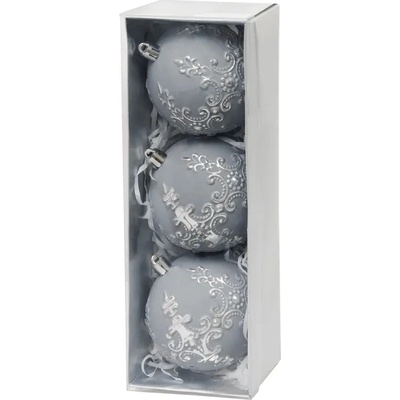 Gule MagicHome sada, 3 ks, strieborná, na vianočný stromček, 8 cm