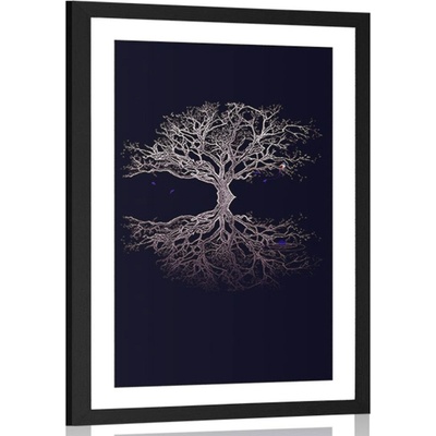 Plakát s paspartou tajemný strom života - 20x30 white