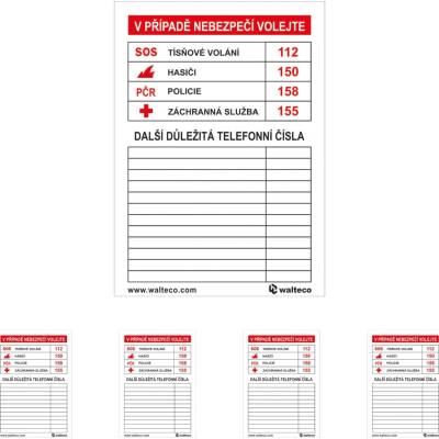 Walteco Důležitá telefonní čísla, 70x100mm, samolepka Množství: 5 ks , 20173BP1