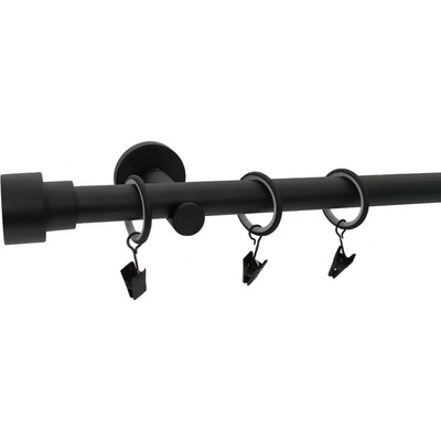 KovovégarnýžeCZ Goddo modern 19 mm Dvouřadá prodloužená Bez kroužků černá matná 140 cm