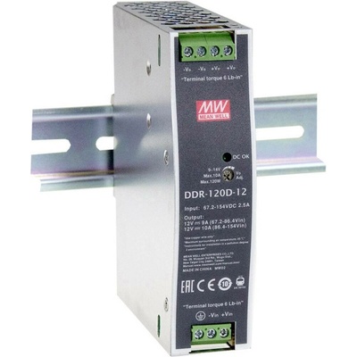 MEAN WELL DDR-120D-48 DC/DC měnič napětí na DIN lištu 48 V/DC 2.5 A 120 W Počet výstupů:1 x Obsah 1 ks