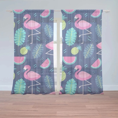Sablio Záclony Ružové plameniaky: 2ks 150x250cm