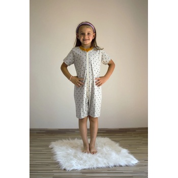 Detský overal čierne guličky tm.ružový lem