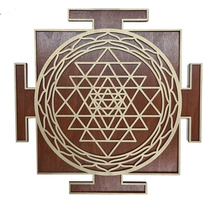 dřevo života Dřevěný obraz Sri Yantra zlatá Zvolte rozměr Ø (cm): 80