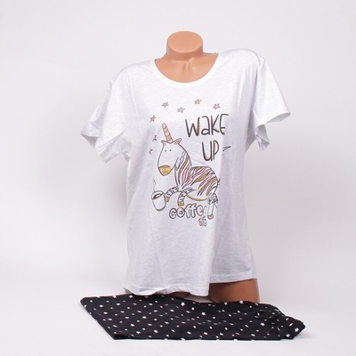 Макси пижама в бледосиво и черно с еднорог