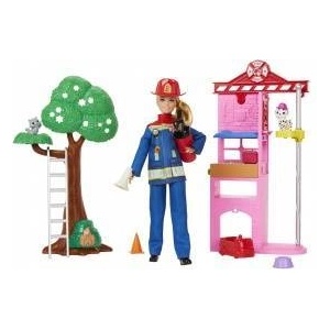 Mattel Barbie Firefighter fire station doll