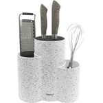 Kinghoff Поставка за ножове и аксесоари Kinghoff KH 1585, Мраморно покритие, 23 х 10 х 22.2 cm, Бял (KH 1585)