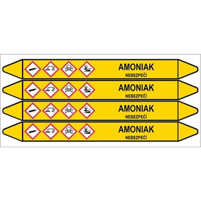 Značení potrubí, amoniak,4 ks, 250 × 26 mm PZ 007334 – Zbozi.Blesk.cz