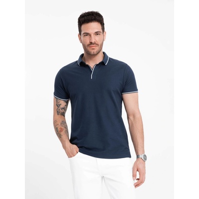 Ombre Clothing pánské tričko s límečkem Titannula navy