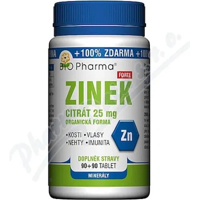 Bio Pharma Zinok Forte 25 mg 90+90 tabliet