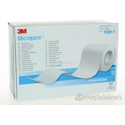3M Micropore náplast papírová cívika 2,5 cm x 9,1 m