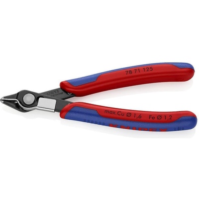 KNIPEX Клещи резачки Super-Knips, синьо-червена ръкохватка 125мм, с отваряща пружина и уловител за отпадък, Knipex (K7871125)