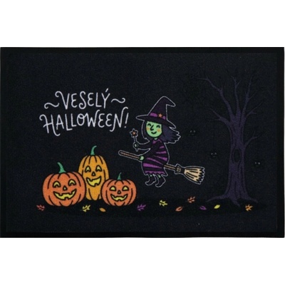 Mercury Flooring Veselý Halloween s čarodějkou černá 40x60 cm