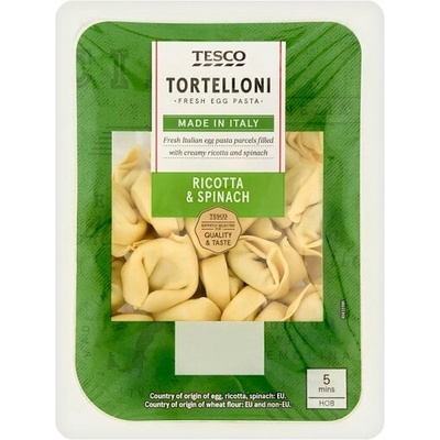 Tesco Tortelloni nesušené vaječné těstoviny plněné sýrem 250 g